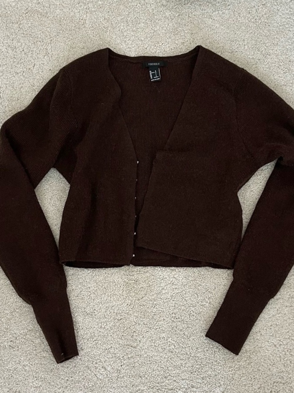 LAST CALL! forever 21 brown hook detail cardigan sweater